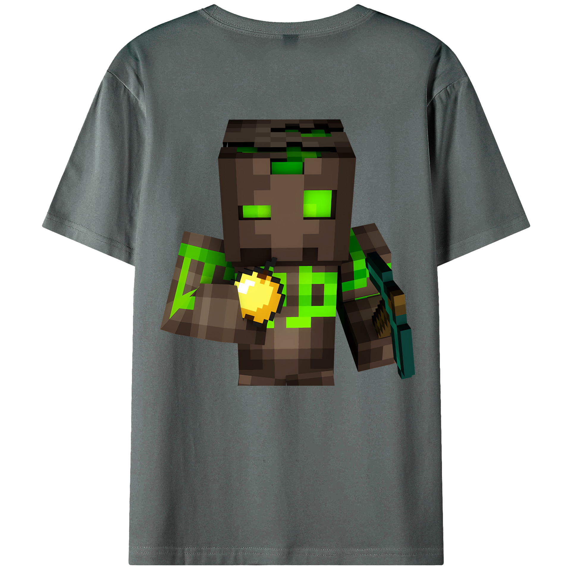 （画像用） マインクラフト ブロックの世界 Minecraft MC Block world 綿100％ メンズ半袖Tシャツ（バックプリント） 通気性